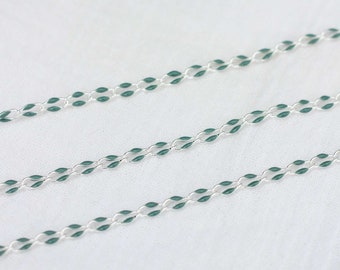 Sage green enamel chain, silver plated enamel chain, permanent jewelry bulk enamel chain, footage chain, chain by the foot, SP120