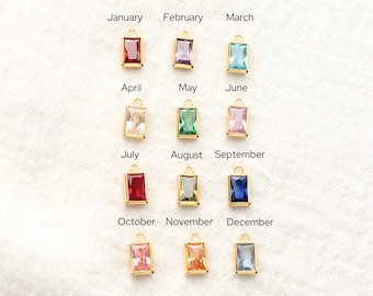 4mm Rectangle Birthstone Charms, 14k gold filled, .925 sterling silver, CH288