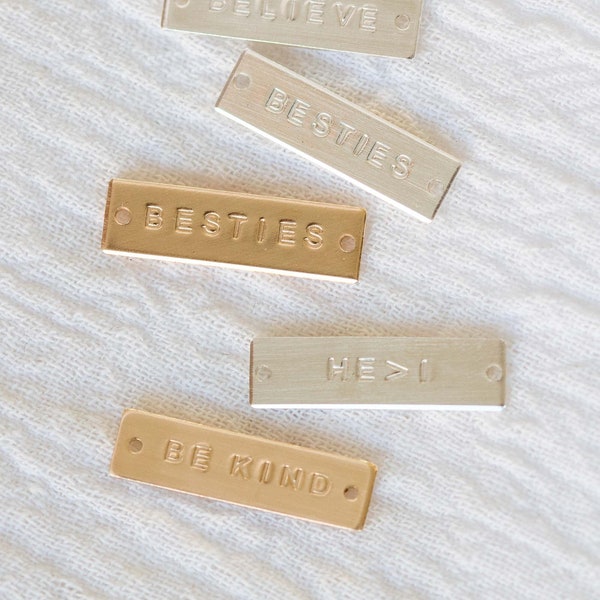 Custom hand stamped bar connector, gold filled, rose gold filled, sterling silver, bulk permanent jewelry connectors, CN89