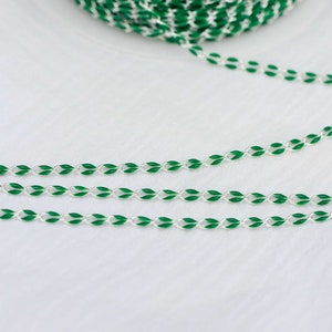 Green enamel chain, silver plated enamel chain, permanent jewelry bulk enamel chain, footage chain, chain by the foot, SP128