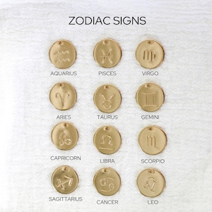 Zodiac pendant, zodiac necklace charm, zodiac charm bulk wholesale, zodiac disc pendant bulk, gold filled, sterling silver CH161