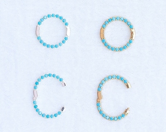 Turquoise nano gem pave circle charm enhancer, holder for necklace, circle charm holder, bulk jewelry supplies, wholesale jewelry, F08