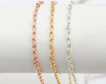 2.7mm dapped cable chain, 14k giold filled, .925 silver, rose gold, permanent jewelry, bulk footage chain, spooled chain,, S95, G95, RG95