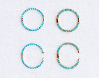 Turquoise nano gem pave circle charm enhancer, holder for necklace, circle charm holder, bulk jewelry supplies, wholesale jewelry, F09