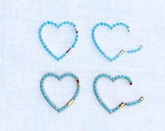 Turquoise nano gem heart charm holder, multiple charm holder for necklace, heart charm holder, bulk jewelry supplies, wholesale jewelry, F10