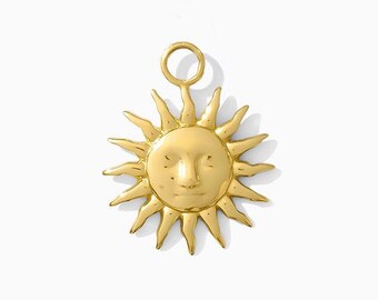 Radiant sun charm, 18k gold vermeil charm, permanent jewelry supplies, CH280