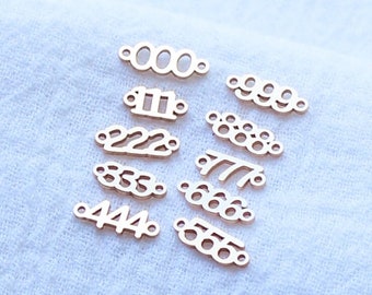Angel number connector, gold filled, tiny lucky number connector charm for permanent jewelry, bulk wholesale connector charms, CN216 GOLD