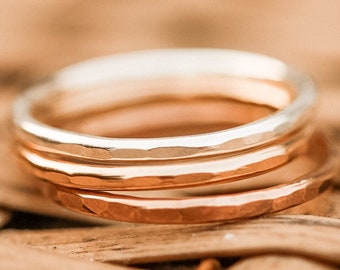 Thick hammered stacking ring, gold filled, sterling silver, rose gold filled, bulk rings, wholesale rings, bulk gold filled rings, R25