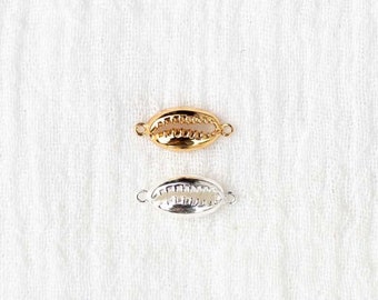 Cowrie Shell Connector, sterling silver connector, 18k gold plated connector, wholesale jewelry supplies, bulk wholesale, CN112