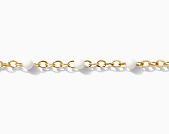 1.1mm white dot enamel chain, 14k gold filled, unfinished chain, bulk chain, permanent jewelry chain spool G66