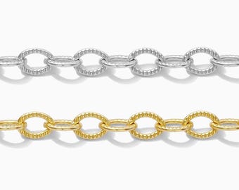 3.8mm patterned cable chain, gold filled, sterling silver, unfinished chain, bulk chain, cable chain, permanent jewelry chain spool, S44 G44