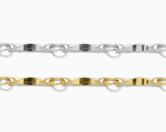 1.7mm dapped bar chain, 14k gold filled, sterling silver, permanent jewelry footage bulk wholesale chain, S54 G54