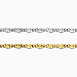 2.1mm patterned long & short chain, 14k gold filled, sterling silver, permanent jewelry footage bulk wholesale chain, S28 G28