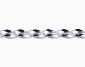 Navy enamel chain, silver plated, blue chain, footage chain, unfinished chain, chain by the foot, permanent jewelry bulk enamel chain, SP123