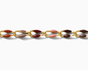 Fall colors multi color enamel chain, multi color chain, permanent jewelry bulk enamel chain, pink grey burnt red burnt orange, GP117
