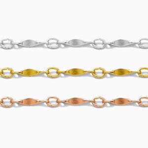 1.3mm dapped bar chain, 14k gold filled, sterling silver, 14k rose gold filled, permanent jewelry footage bulk wholesale chain, G8 S8 R8