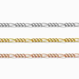 1.5mm figaro 3+1 chain, 14k gold filled, sterling silver, 14k rose gold filled, permanent jewelry footage bulk wholesale chain, G13 S13 R13