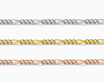 1.5mm figaro 3+1 chain, 14k gold filled, sterling silver, 14k rose gold filled, permanent jewelry footage bulk wholesale chain, G13 S13 R13