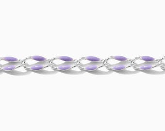 Lavender silver plated enamel chain, purple colored chain, footage chain, unfinished chain, chain by the foot, permanent jewelry, SP119
