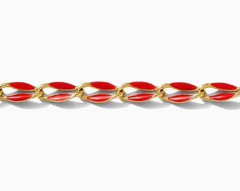 Red enamel chain, colored chain, footage chain, unfinished chain, chain by the foot, permanent jewelry bulk enamel chain, GP130