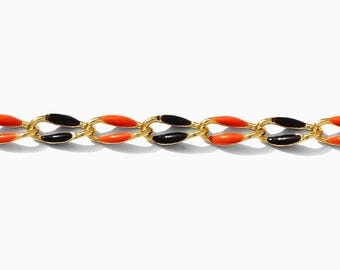 Black and orange enamel chain, Halloween colored chain, footage chain, unfinished chain, chain by the foot, permanent jewelry chain, GP129