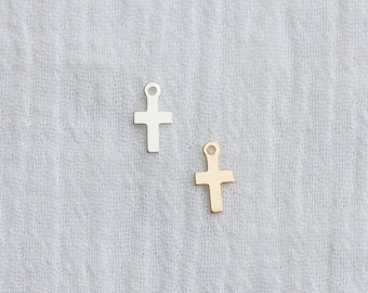 Tiny cross charm, gold filled, sterling silver, cross charm for permanent jewelry, cross charm, bulk wholesale gold filled charms, CH93