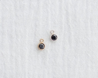 3mm black CZ charm, 14k gold filled, .925 sterling silver, wholesale black CZ charms, bulk black cubic zirconia charms, CH92