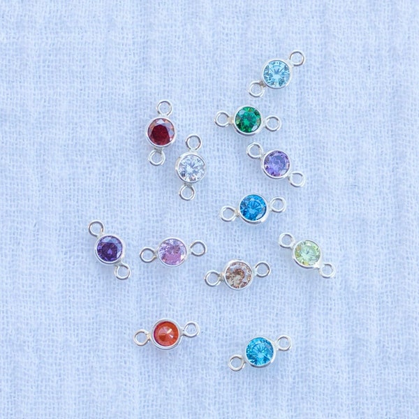 3mm Birthstone Connector, sterling silver, wholesale birthstone connectors, bulk birthstone connectors, permanent jewelry CN115