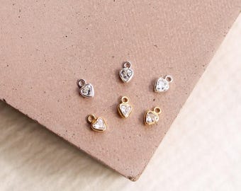 3mm heart bezel charm clear, gold filled, wholesale charm, bulk heart charm, gold heart charm, permanent jewelry, CH271
