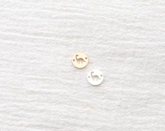 Dinosaur Connector Charm, 7.92mm sterling silver, 14k gold filled, round connector, permanent jewelry, bulk wholesale connector, CN377