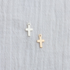 Tiny cross charm, gold filled, sterling silver, cross charm for permanent jewelry, cross charm, bulk wholesale gold filled charms, CH93