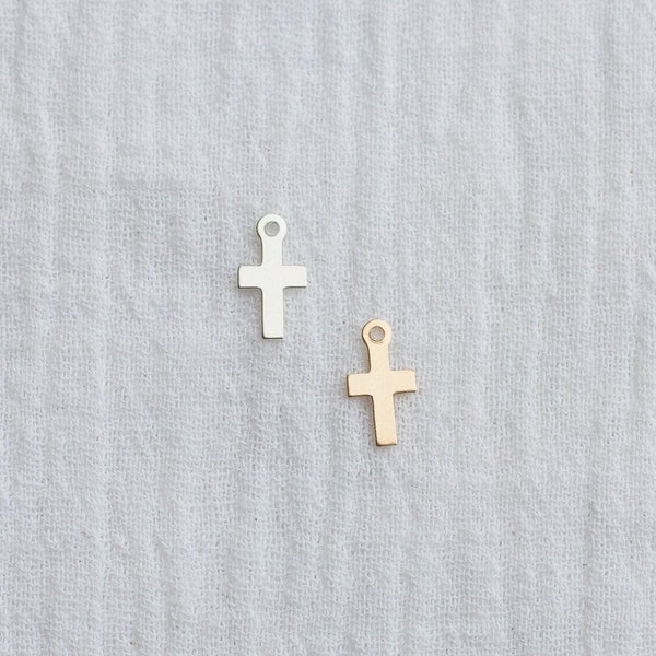 Tiny cross charm, gold filled, sterling silver, cross charm for permanent jewelry, cross charm, bulk wholesale gold filled charms, CH93