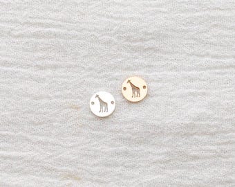 Giraffe Connector Charm, 7.89mm, sterling silver, 14k gold filled, round connector, permanent jewelry, bulk, wholesale connector, CN378