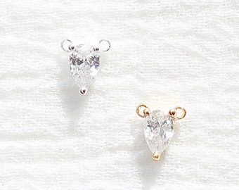 White CZ  teardrop connector for necklace, sterling silver, gold plated, bulk connectors, necklace connector charm, permanent jewelry, CN230