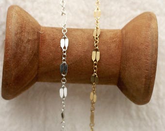 2.4mm dapped chain, 14k gold filled, sterling silver, permanent jewelry footage bulk wholesale chain, G185, S185