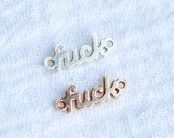 Fuck gold filled connector charm, sterling silver connector, permanent jewelry connectors, fuck connector charm, CN209