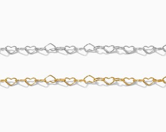 1.6mm heart chain, gold filled, sterling silver, unfinished chain, bulk chain, 14/20 gold filled chain, permanent jewelry spool, S59, G59