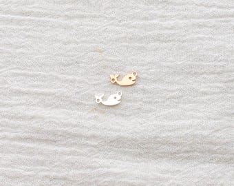 Whale Connector Charm, 4.52mm, sterling silver, 14k gold filled connector, permanent jewelry, bulk connector, wholesale connector, CN374