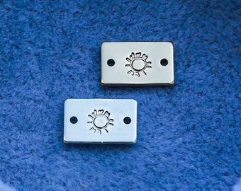 Sun mini stamped connector, gold filled, sterling silver, permanent bracelet connector, SCN508
