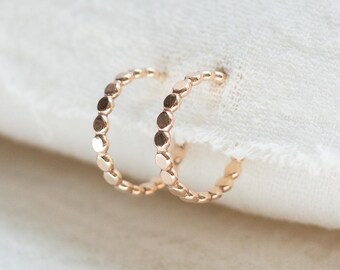 15mm Beaded Hoop Earrings, 14k Gold Filled, .925 Sterling Silver, E10