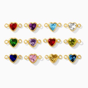 4mm Horizontal Heart Shape Bezel Birthstone Connector, wholesale birthstone connector, bulk connectors, permanent jewelry, gold filled,CN337