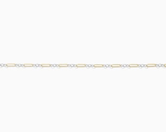 Cadena mixta de metales de 1,5 mm de largo y corto 1+3, chapada en oro de 14k, plata, M216