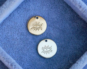 12.7mm eye pendant, eye necklace charm, eye charm bulk wholesale, eye disc pendant bulk, CH130