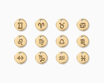 6.3mm zodiac charm, gold filled, sterling silver, flower pendants, permanent jewelry charms, bulk wholesale, CH05