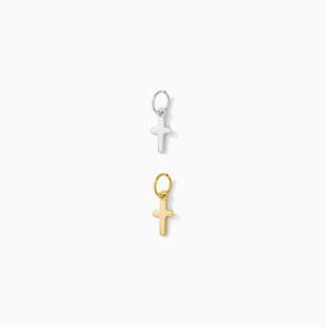 Cross charm, plain mini cross charm, .925 sterling mini cross charm pendant, 18k gold plated plain cross pendant, CH86