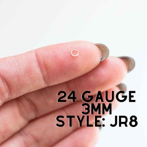 Argolas de salto calibre 24 de 3 mm de diâmetro externo, ouro 14k preenchido, prata esterlina, argolas de salto preenchidas com ouro, argolas de salto de joias permanentes, JR8