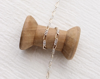 2.3mm figaro chain, mixed metal, 14kgold filled, sterling silver, bulk chain, figaro chain, permanent jewelry chain spool, bulk, M191