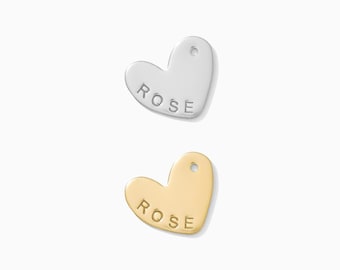 11x13mm custom date heart charm, 14k gold filled, sterling silver, 20 gauge, stamping charm, engraving charm, custom charms CH198