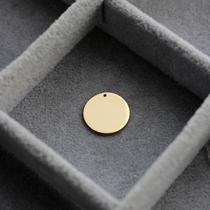 15.9mm circle disc charm blank, .6&quot;, with 1 hole, 20 gauge, 14k gold filled, engraving blank, stamping blank, bulk wholesale blanks, B72