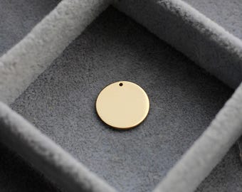 15.9mm circle disc charm blank, .6", with 1 hole, 20 gauge, 14k gold filled, engraving blank, stamping blank, bulk wholesale blanks, B72